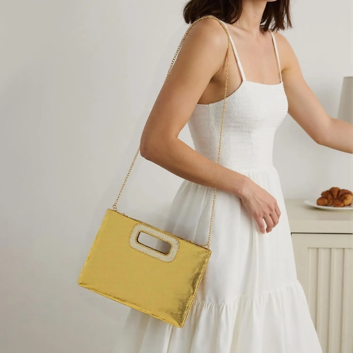 Top-Handle Clutch Purses for Women,Elegant PU Leather Evening bag for Prom, Cocktail, and Wedding