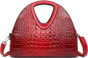 Top-handle Purse for Women Crocodile Print PU Leather Shoulder Handbag Waterproof Crossbody Bag with Adjustable Strap