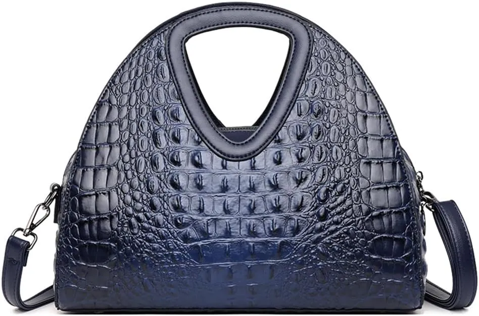 Top-handle Purse for Women Crocodile Print PU Leather Shoulder Handbag Waterproof Crossbody Bag with Adjustable Strap