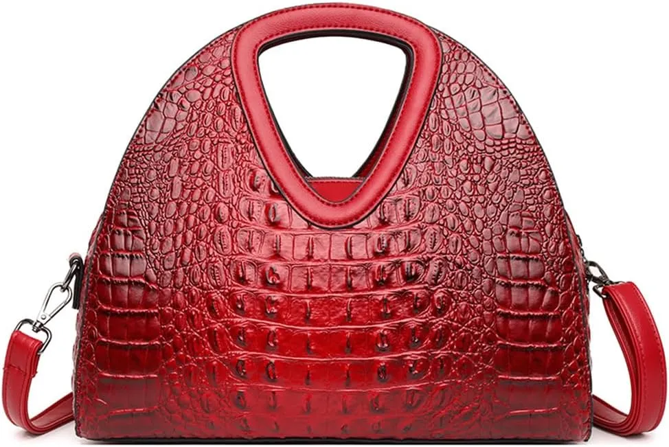 Top-handle Purse for Women Crocodile Print PU Leather Shoulder Handbag Waterproof Crossbody Bag with Adjustable Strap