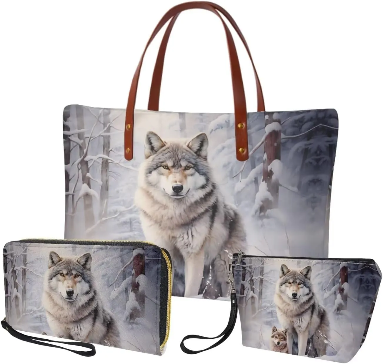 Top Handle Purse for Women, Large Tote Handbag With PU Wallet Set, Gift for Mom