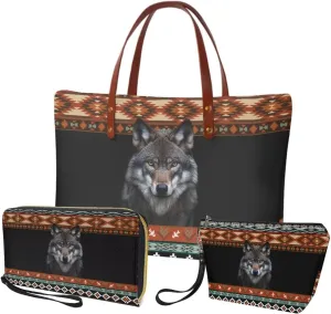 Top Handle Purse for Women, Large Tote Handbag With PU Wallet Set, Gift for Mom