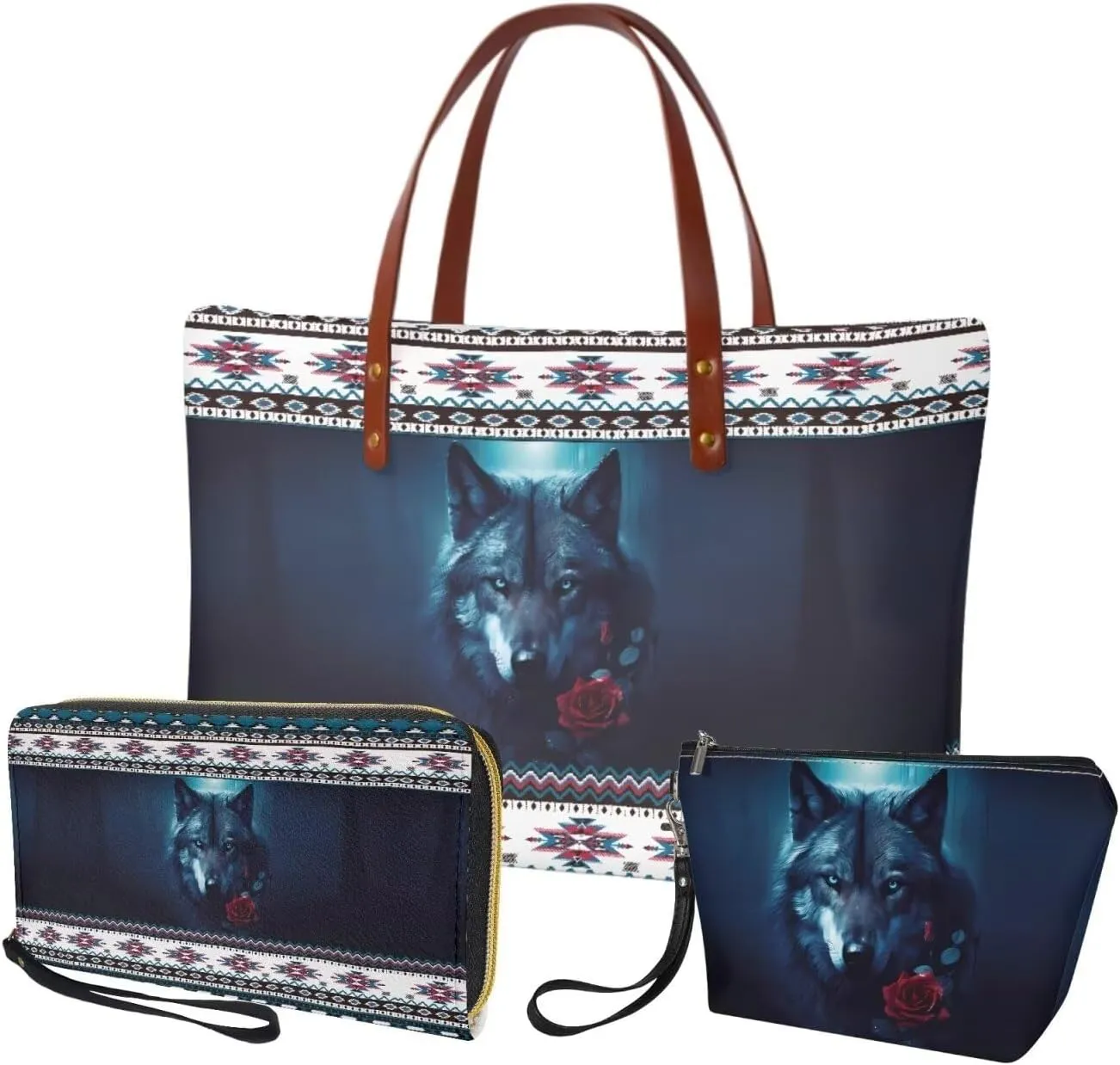 Top Handle Purse for Women, Large Tote Handbag With PU Wallet Set, Gift for Mom
