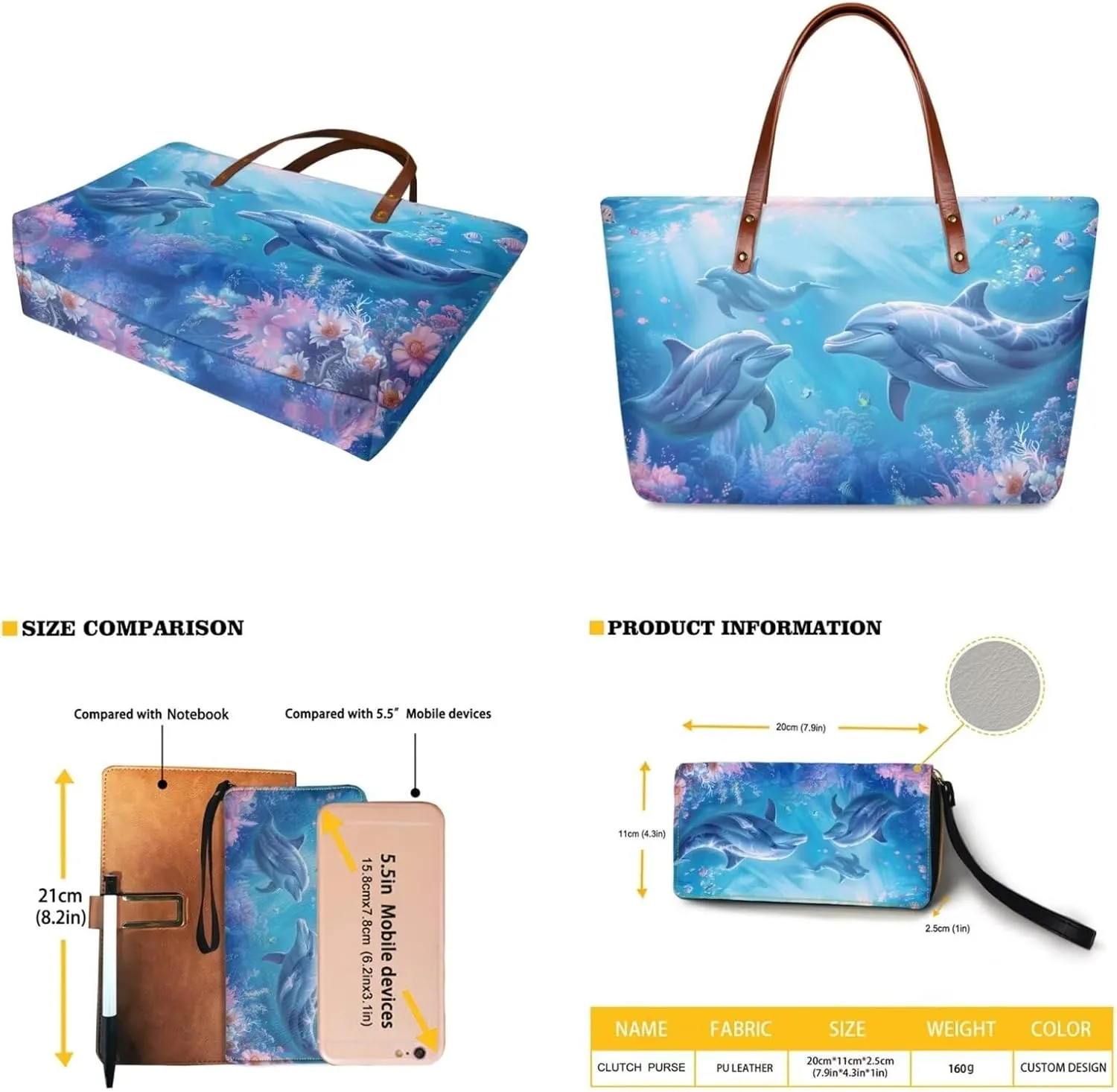 Top Handle Purse for Women, Large Tote Handbag With PU Wallet Set