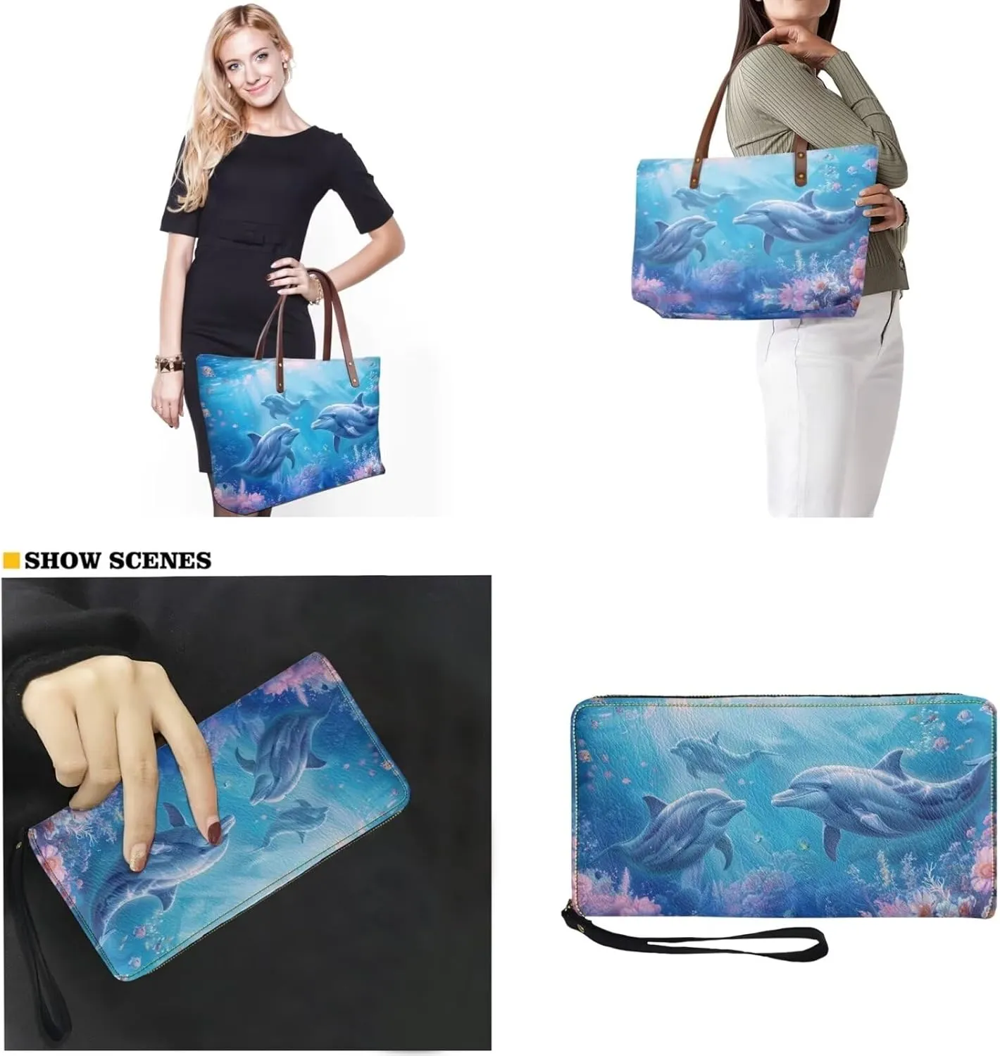 Top Handle Purse for Women, Large Tote Handbag With PU Wallet Set