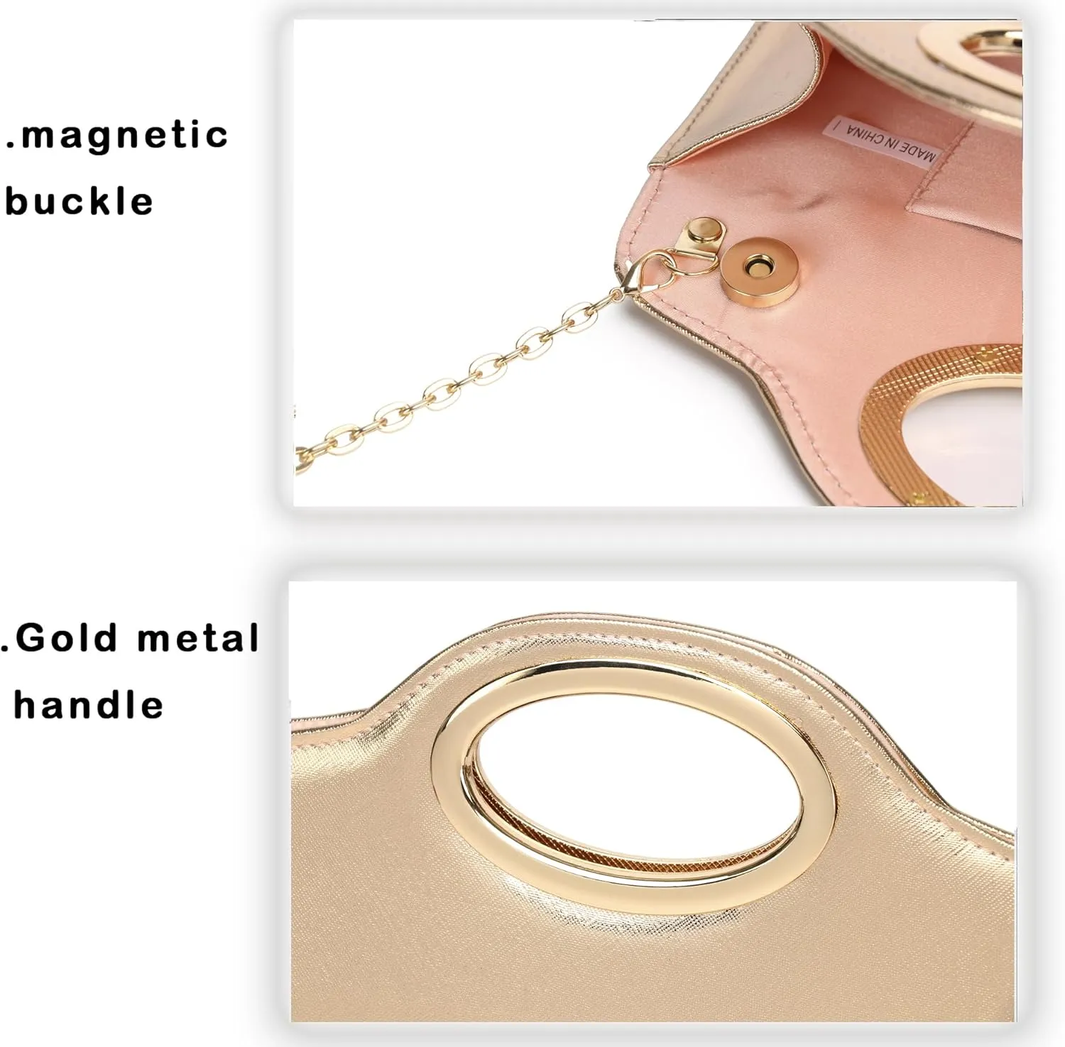 Top Metal Handle Clutch Bags for Women, Evening Handbag Shoulder Crossbody Purse with Chain