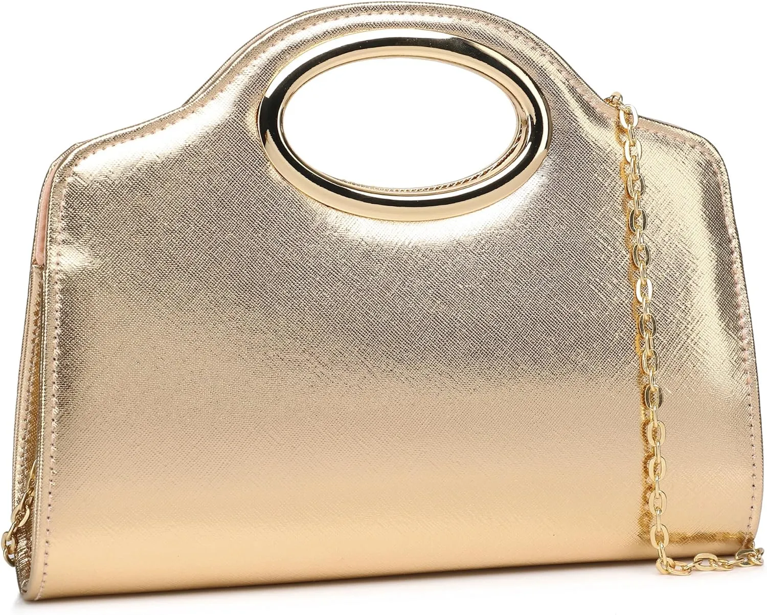 Top Metal Handle Clutch Bags for Women, Evening Handbag Shoulder Crossbody Purse with Chain