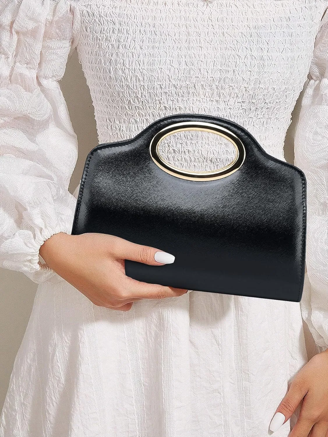 Top Metal Handle Clutch Bags for Women, Evening Handbag Shoulder Crossbody Purse with Chain