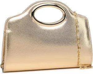 Top Metal Handle Clutch Bags for Women, Evening Handbag Shoulder Crossbody Purse with Chain