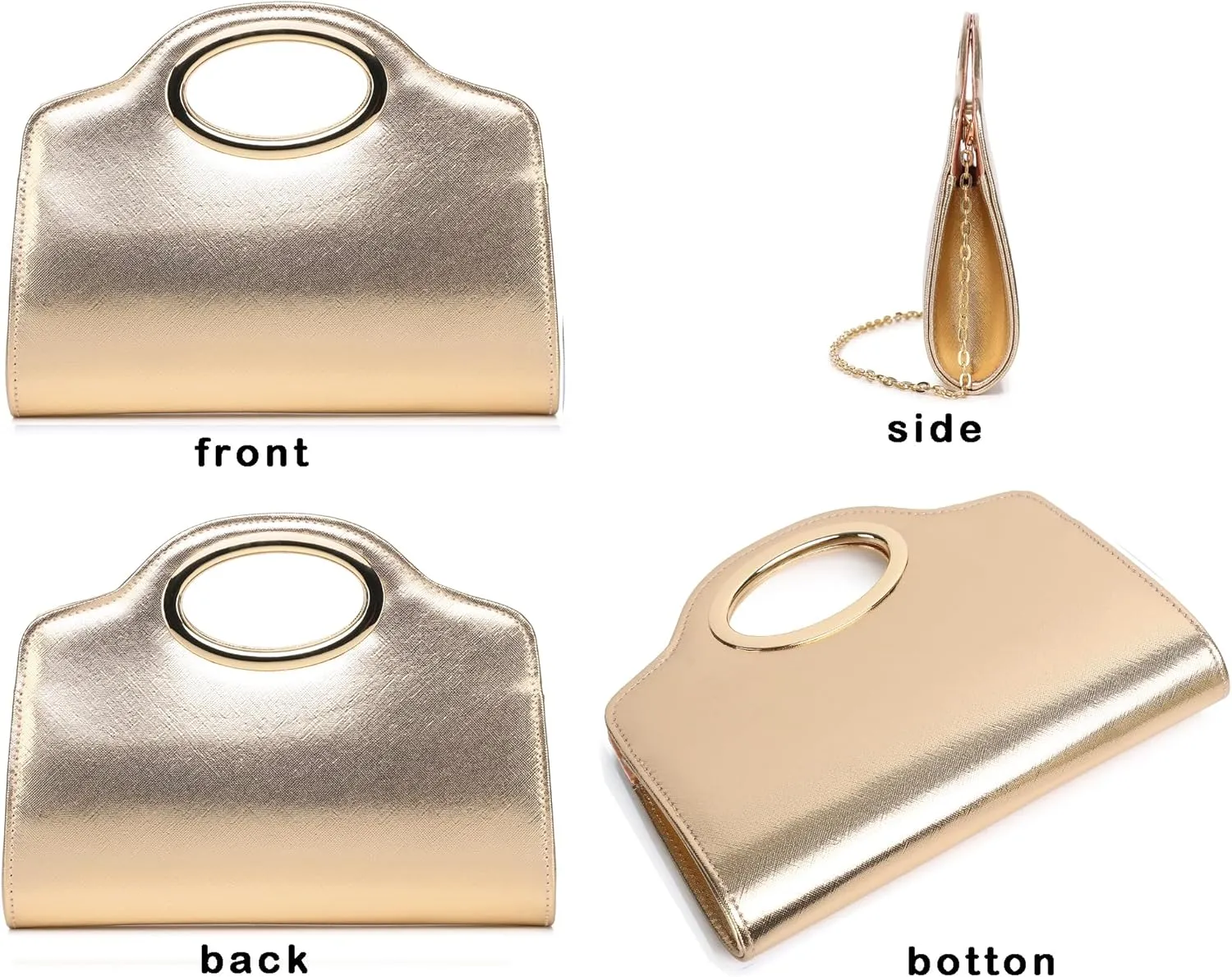 Top Metal Handle Clutch Bags for Women, Evening Handbag Shoulder Crossbody Purse with Chain