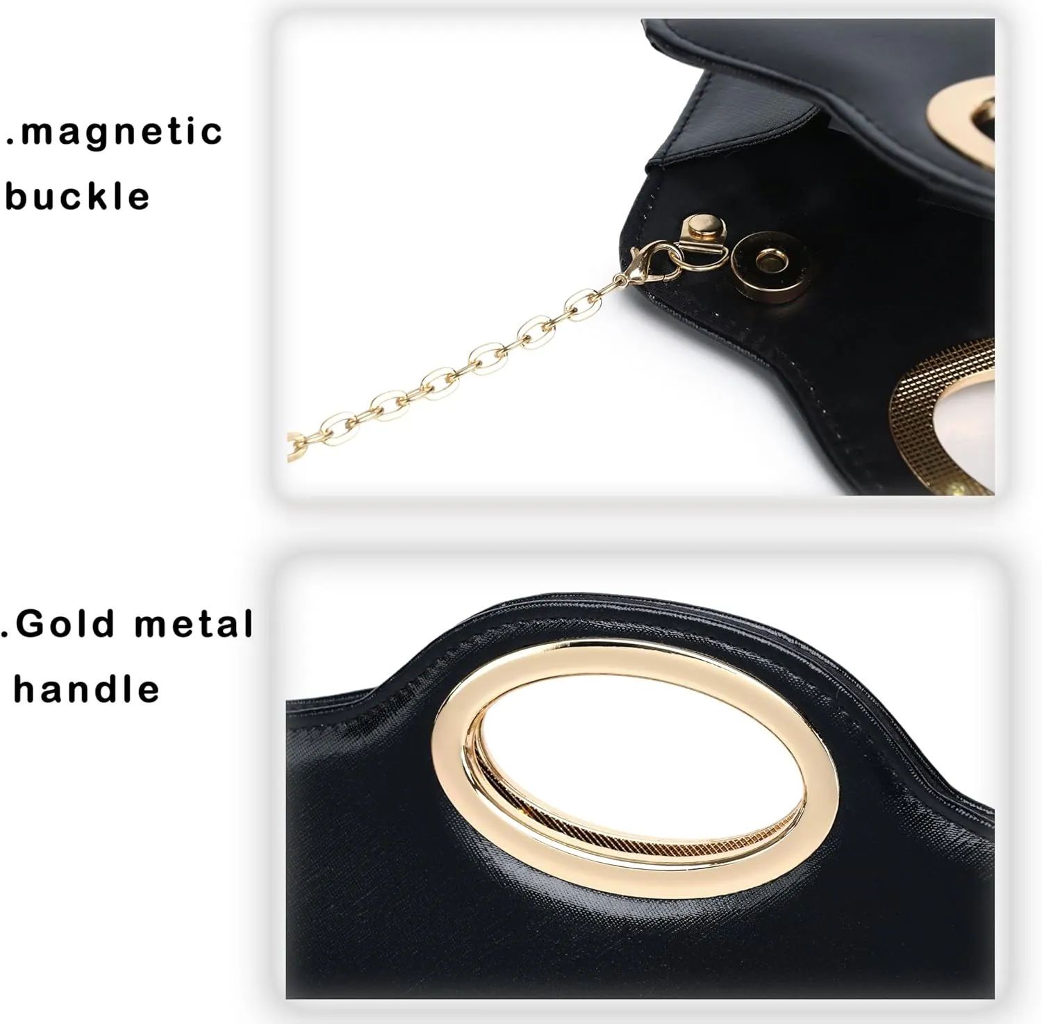 Top Metal Handle Clutch Bags for Women, Evening Handbag Shoulder Crossbody Purse with Chain