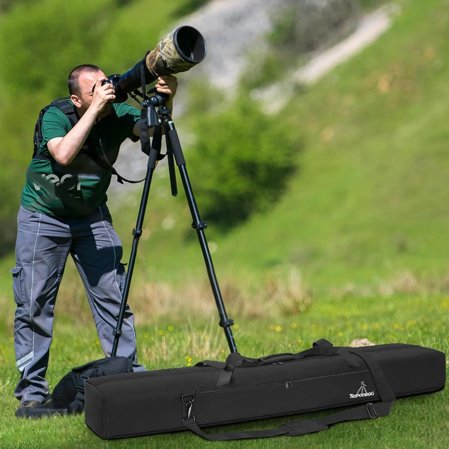 TORIBIO 58" Multifunctional Tripod Bag,Heavy Duty Tripod Carrying Case, Tripod Case for Music Stand,Mic Stand, Speakers Stand, Tripods, Lights, Boom Stand, Cameras, Monopods Stand​