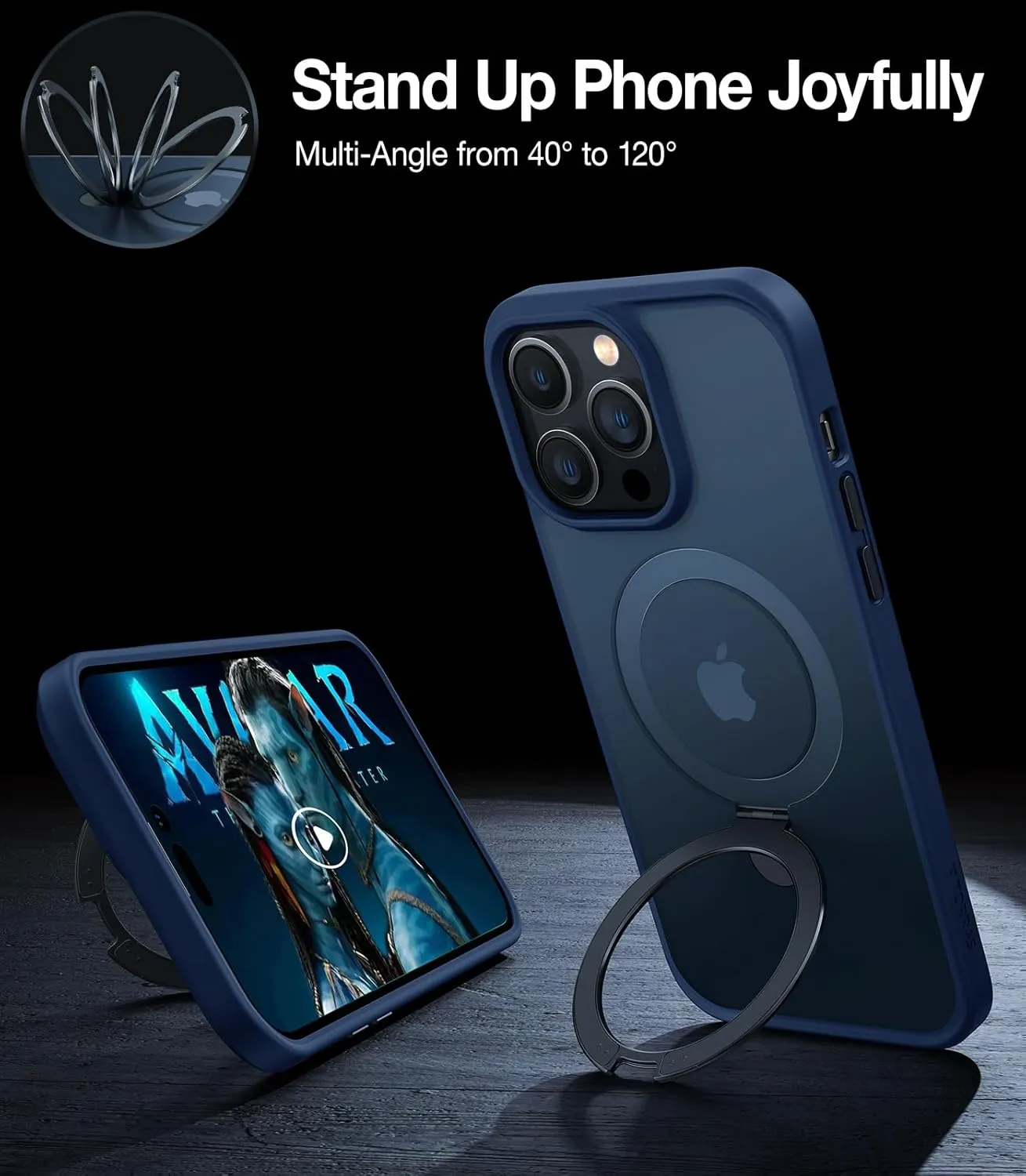 TORRAS Shockproof Magnetic for iPhone 13 Pro Max Case [Fit for Magsafe] with Stand, [10ft Military Drop Protection] Translucent Back Slim Protective 13 Pro Max Phone Case 6.7 inch, Blue