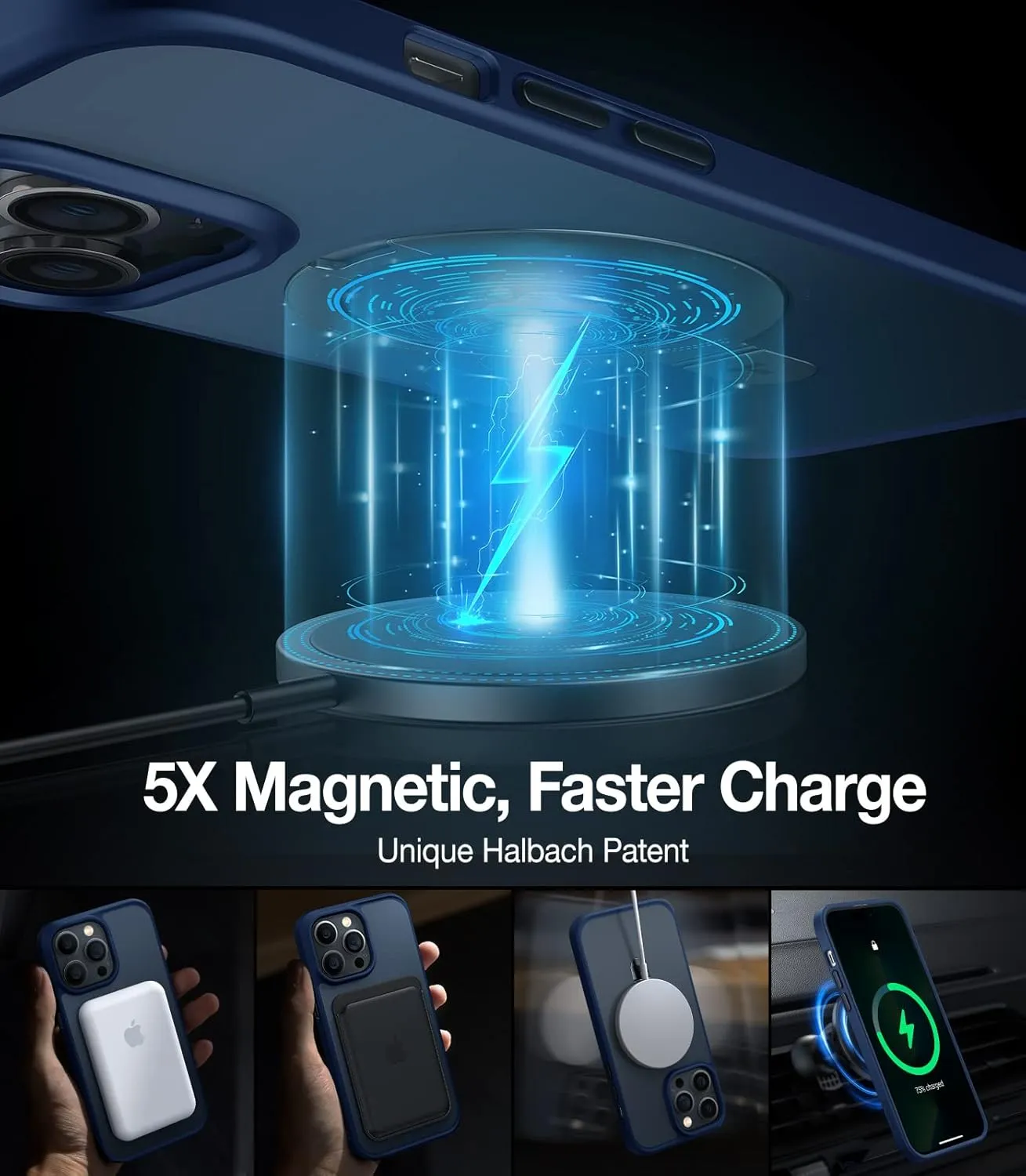 TORRAS Shockproof Magnetic for iPhone 13 Pro Max Case [Fit for Magsafe] with Stand, [10ft Military Drop Protection] Translucent Back Slim Protective 13 Pro Max Phone Case 6.7 inch, Blue