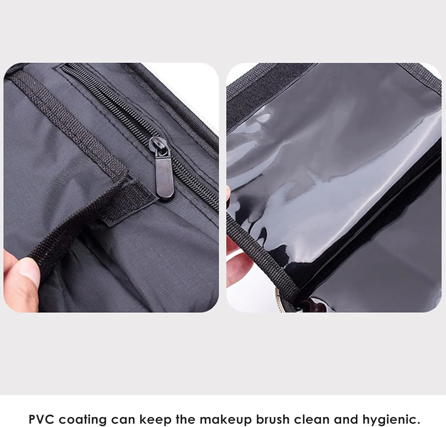 Travel Makeup Bag with Adjustable Dividers, Cosmetic Train Storage Case Organizer for Professional Cosmetic Brushes