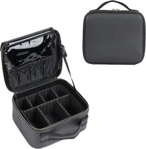Travel Makeup Bag with Adjustable Dividers, Cosmetic Train Storage Case Organizer for Professional Cosmetic Brushes