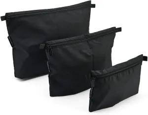 TravelWise 3 Piece Pouch Set, Luggage and Travel Organizers, Zipper Travel Bags, Black