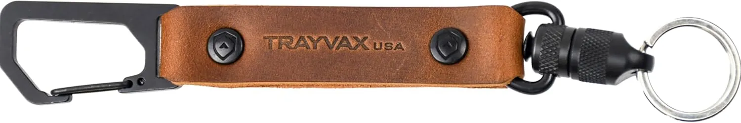 Trayvax Link Lanyard Leather Keychain, Quick Release Carabiner Clip Key Chain for Men and Women, Stainless Steel