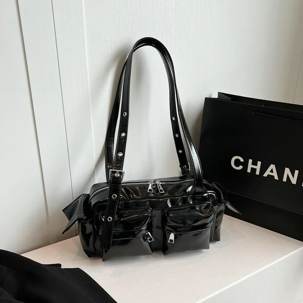 Trendy Shoulder Bags Women 2025 Spring Retro Top Handle Bag Boston Underarm Handbag Satchel Multi-Pockets Purse