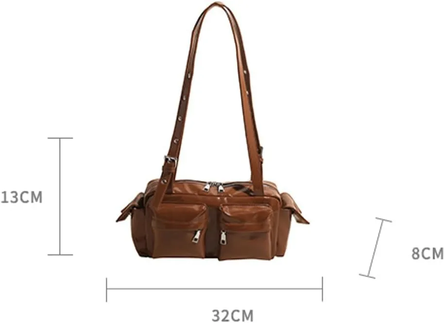 Trendy Shoulder Bags Women 2025 Spring Retro Top Handle Bag Boston Underarm Handbag Satchel Multi-Pockets Purse
