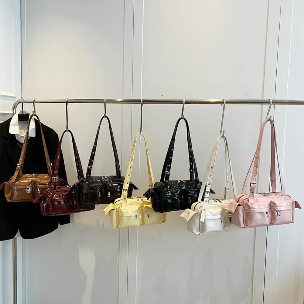 Trendy Shoulder Bags Women 2025 Spring Retro Top Handle Bag Boston Underarm Handbag Satchel Multi-Pockets Purse
