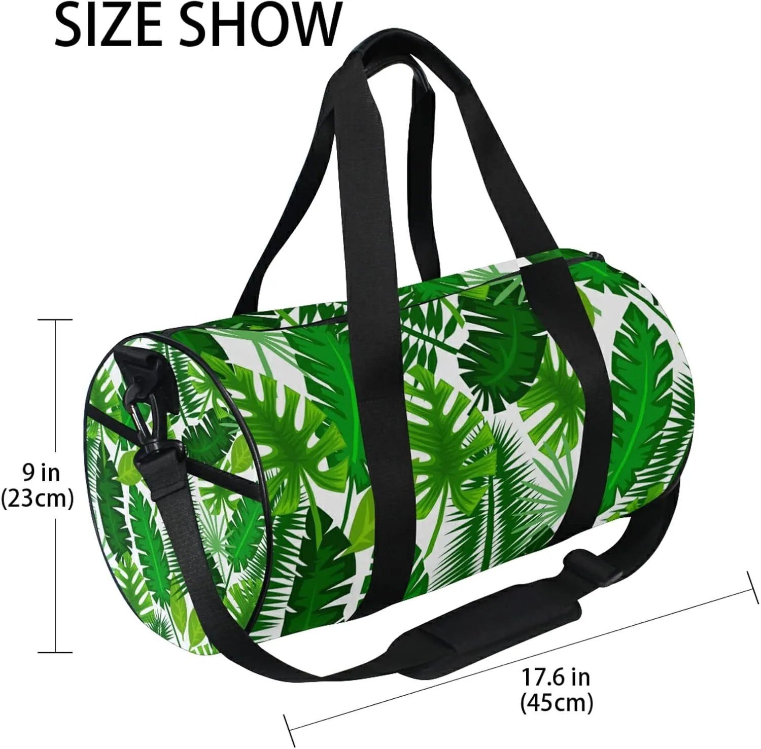 Tropical Leaves Duffel Bag,Canvas Travel Bag for Gym Sports and Overnight