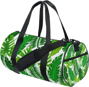 Tropical Leaves Duffel Bag,Canvas Travel Bag for Gym Sports and Overnight
