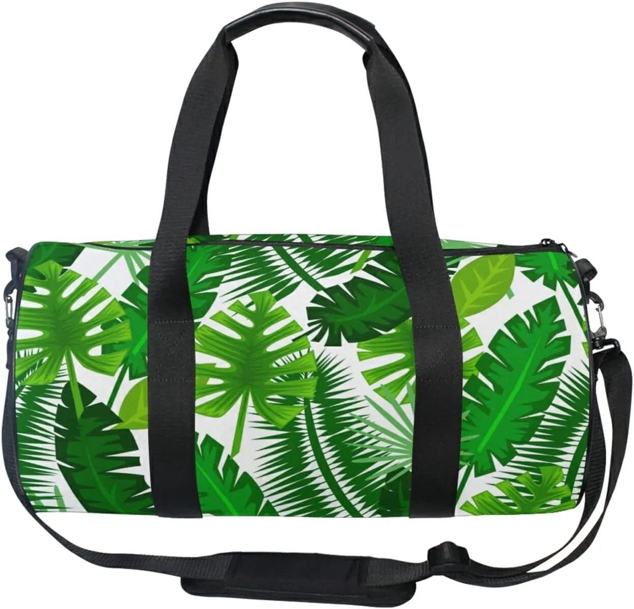 Tropical Leaves Duffel Bag,Canvas Travel Bag for Gym Sports and Overnight