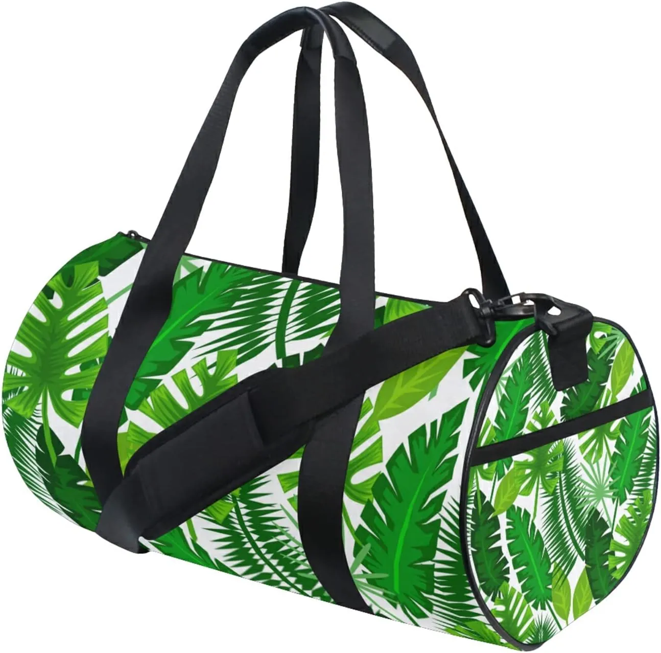 Tropical Leaves Duffel Bag,Canvas Travel Bag for Gym Sports and Overnight