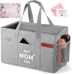 TRSODD Mothers Day Gifts for Mom from Daughter Son New Mom Birthday Gifts for Women Reusable Grocery Bags Foldable Extra Large Utility Tote Bag