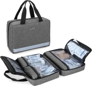 Trunab Small First Aid Kit Bag Empty Portable Emergency Kits Trauma Bag, Ideal for Car, Home, Camping and Hiking, Grey Bag Only