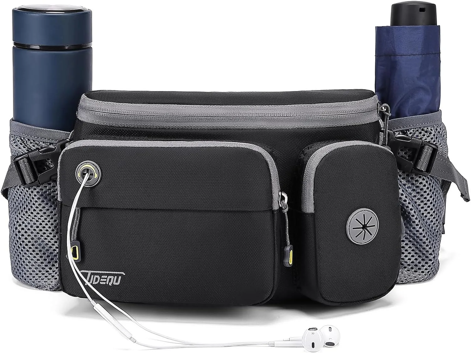 TUDEQU Waist Bag for Men, Mens Fanny Pack Crossbody, Large Fanny Pack for Men with Water Bottle Holders, Hiking Waist Pack