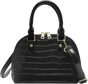 U Scinan Patent Leather Top Handle Tote Bag Mini Zip Around Dome Shoulder Bag Shell Shape Cross Body Handbag Purse Satchel