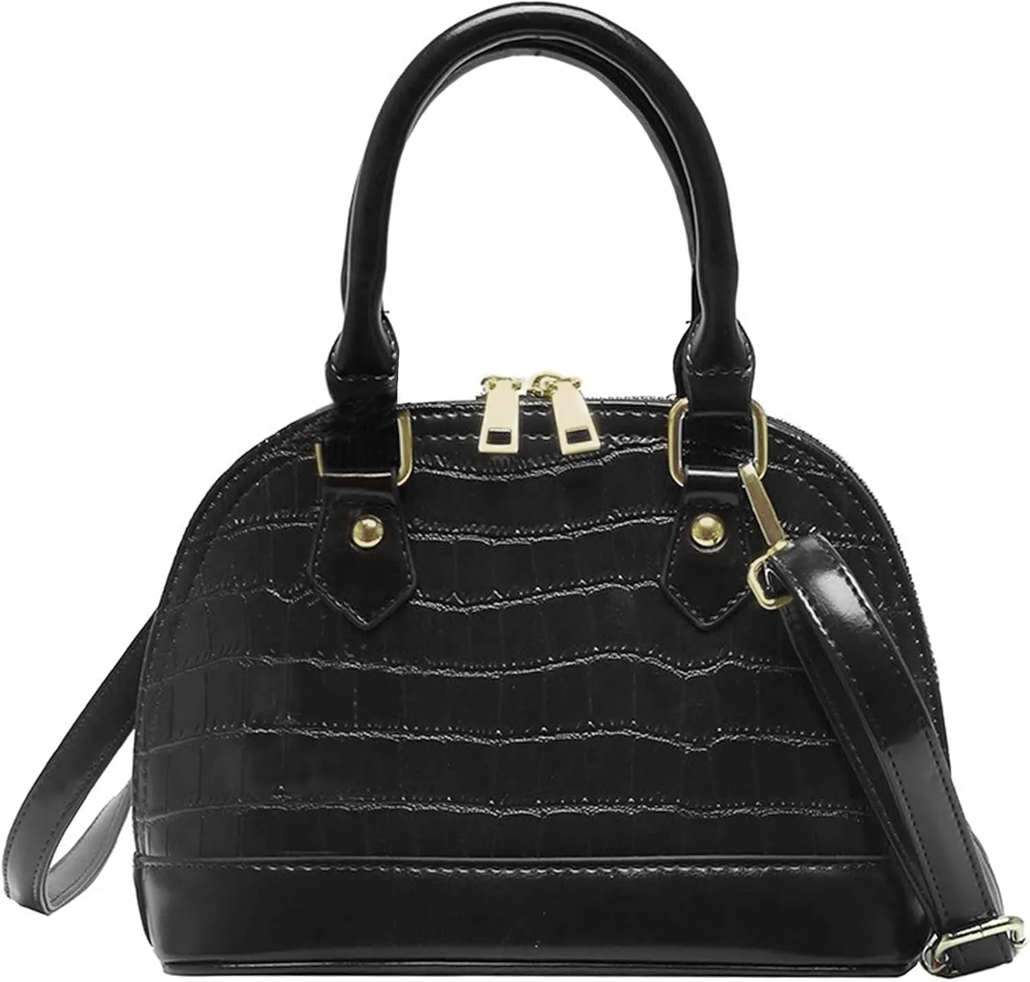 U Scinan Patent Leather Top Handle Tote Bag Mini Zip Around Dome Shoulder Bag Shell Shape Cross Body Handbag Purse Satchel