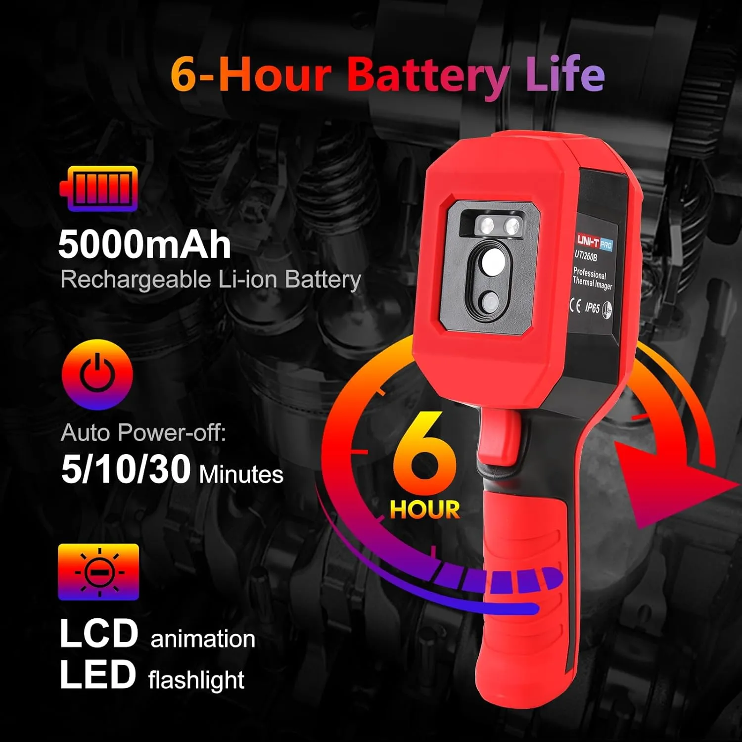 UNI-T UTi260B Thermal Camera Imager 49152Pixels 256x192 IR Resolution Handheld Infrared Camera Thermal Imaging IP65 2 Meter Drop Rechargeable