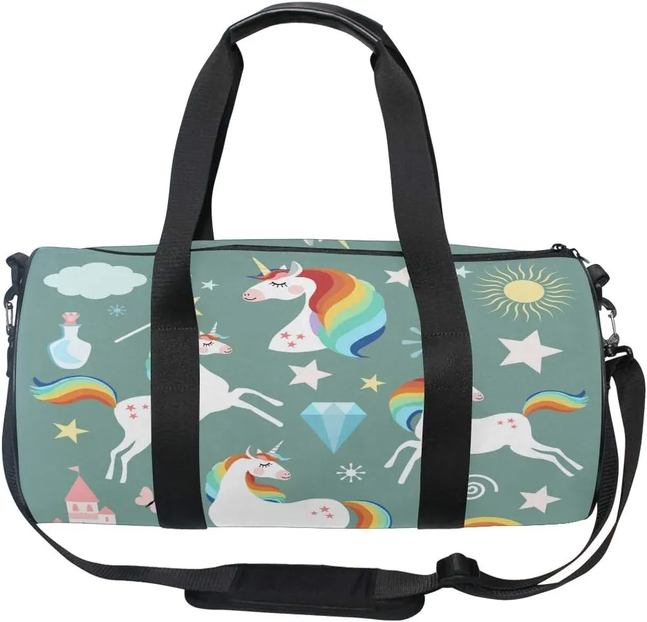 Unicorn Duffel Bag,Canvas Travel Bag for Gym Sports and Overnight