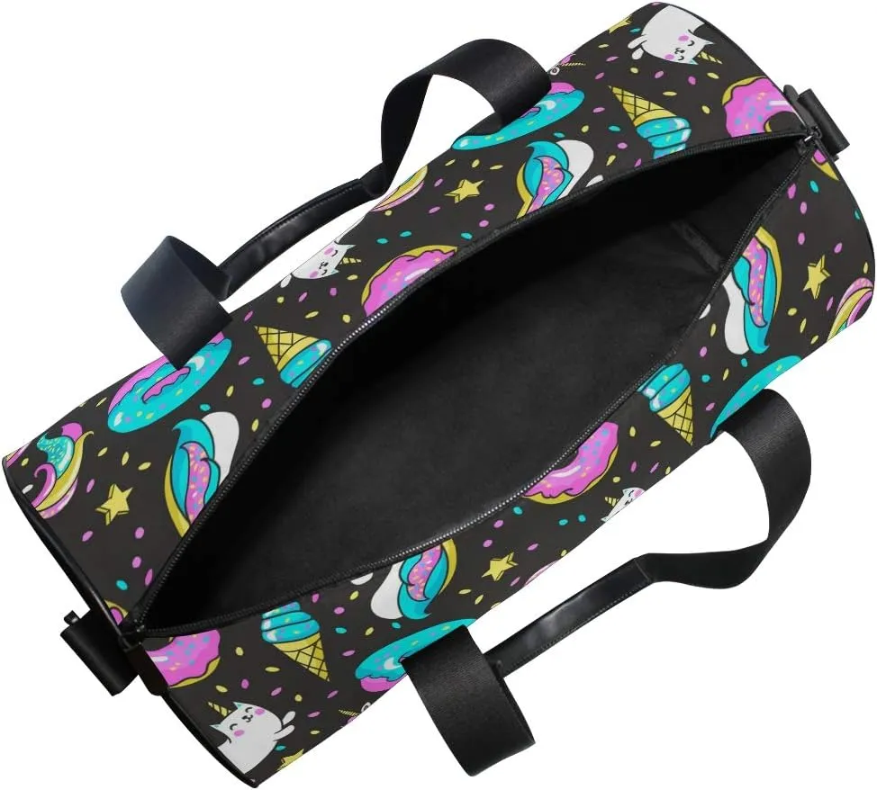Unicorns Rainbow Duffel Bag,Canvas Travel Bag for Gym Sports and Overnight