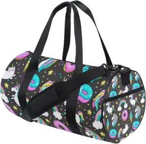 Unicorns Rainbow Duffel Bag,Canvas Travel Bag for Gym Sports and Overnight