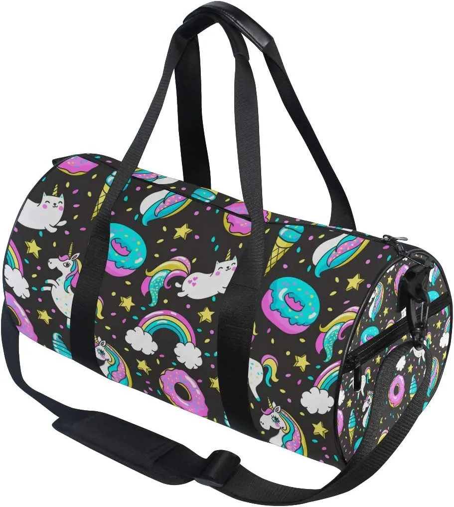 Unicorns Rainbow Duffel Bag,Canvas Travel Bag for Gym Sports and Overnight