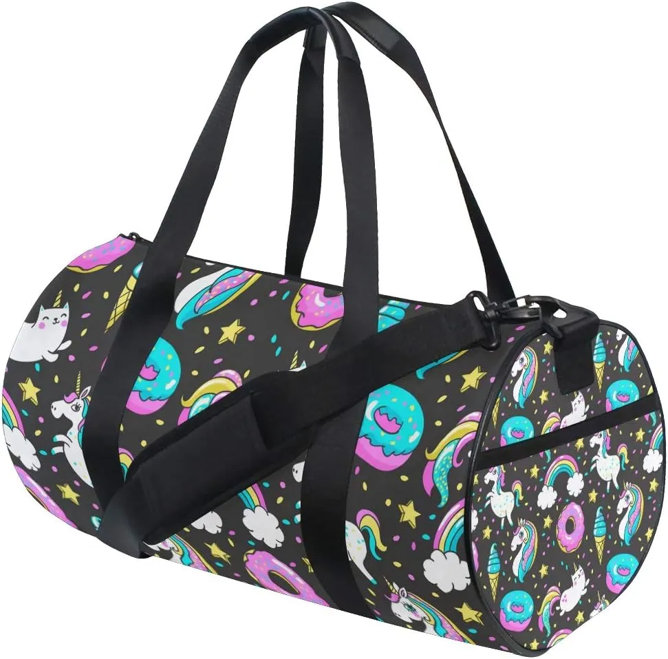 Unicorns Rainbow Duffel Bag,Canvas Travel Bag for Gym Sports and Overnight