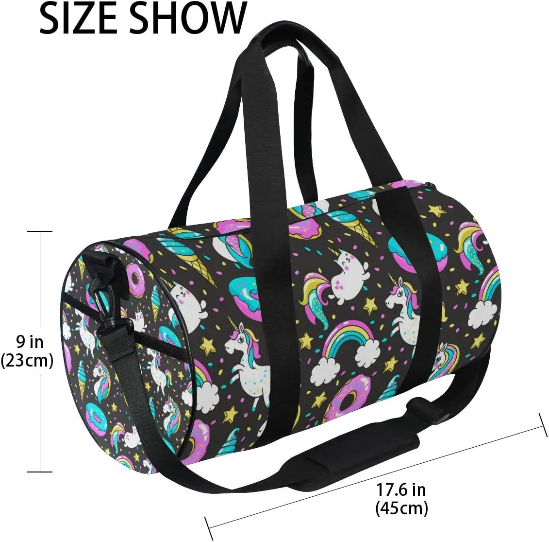 Unicorns Rainbow Duffel Bag,Canvas Travel Bag for Gym Sports and Overnight