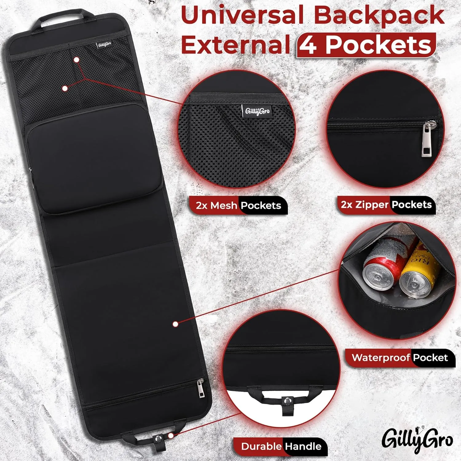 Unisex Foldable Vertical Backpack Organizer Insert for Tote Bag, Carry On, Picnic, Camping - 10 Pockets & Handle