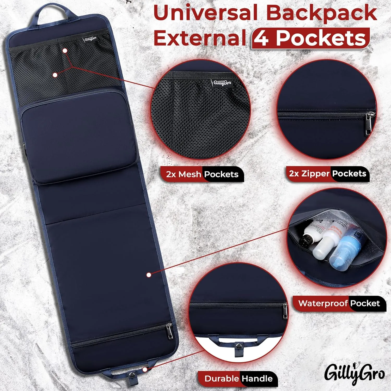 Unisex Foldable Vertical Backpack Organizer Insert for Tote Bag, Carry On, Picnic, Camping - 10 Pockets & Handle