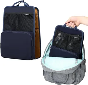 Unisex Foldable Vertical Backpack Organizer Insert for Tote Bag, Carry On, Picnic, Camping - 10 Pockets & Handle