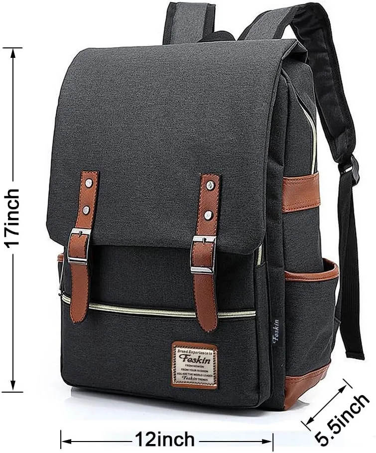 Unisex Professional Slim Business Laptop Backpack, Feskin Fashion Casual Durable Travel Rucksack Daypack (Waterproof Dustproof) with Tear Resistant Design for Macbook, Tablet - Dark Grey