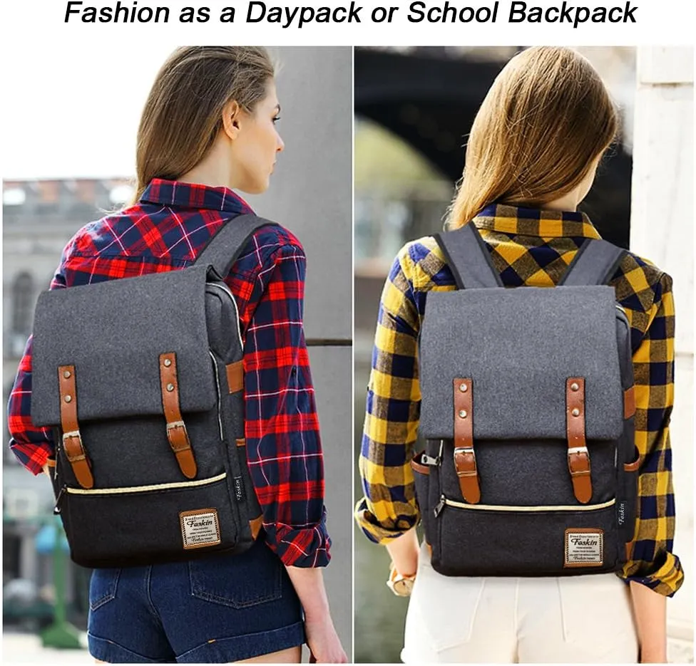 Unisex Professional Slim Business Laptop Backpack, Feskin Fashion Casual Durable Travel Rucksack Daypack (Waterproof Dustproof) with Tear Resistant Design for Macbook, Tablet - Dark Grey