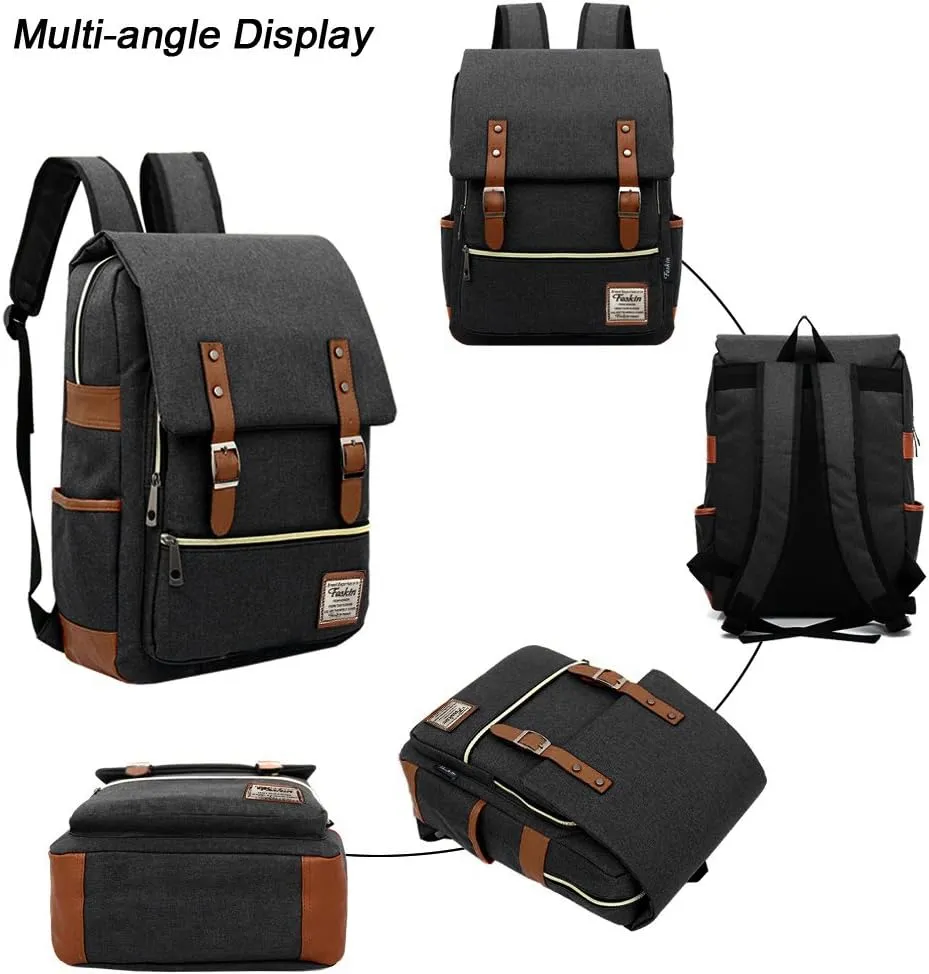 Unisex Professional Slim Business Laptop Backpack, Feskin Fashion Casual Durable Travel Rucksack Daypack (Waterproof Dustproof) with Tear Resistant Design for Macbook, Tablet - Dark Grey