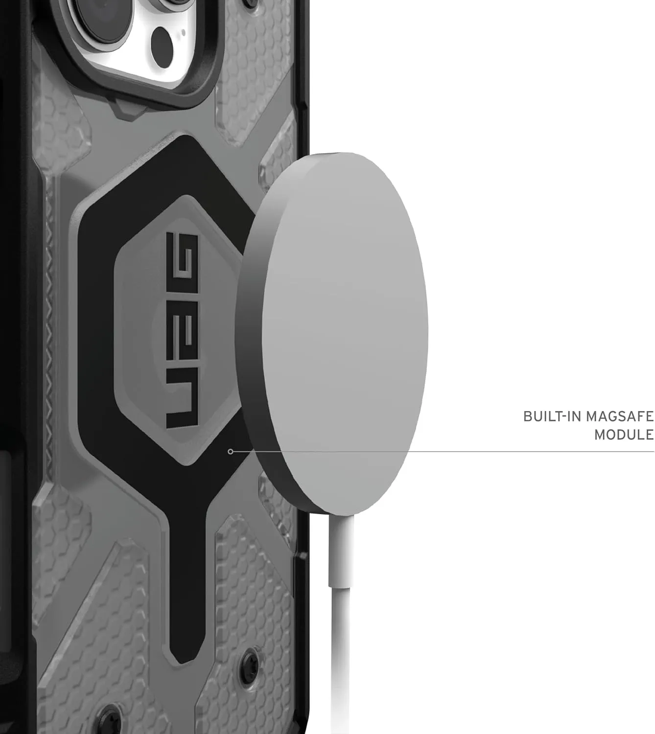 URBAN ARMOR GEAR UAG Designed for iPhone 16 Pro Case 6.3" Pathfinder Clear - Compatible with MagSafe Charging Rugged Shockproof Anti-Slip Military Grade Protective Cover, Ash