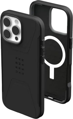 URBAN ARMOR GEAR UAG Designed for iPhone 16 Pro Max Case 6.9" Civilian - Compatible with MagSafe Charging Rugged Slim Sleek Shockproof Anti-Slip Military Grade Protective Cover, Black