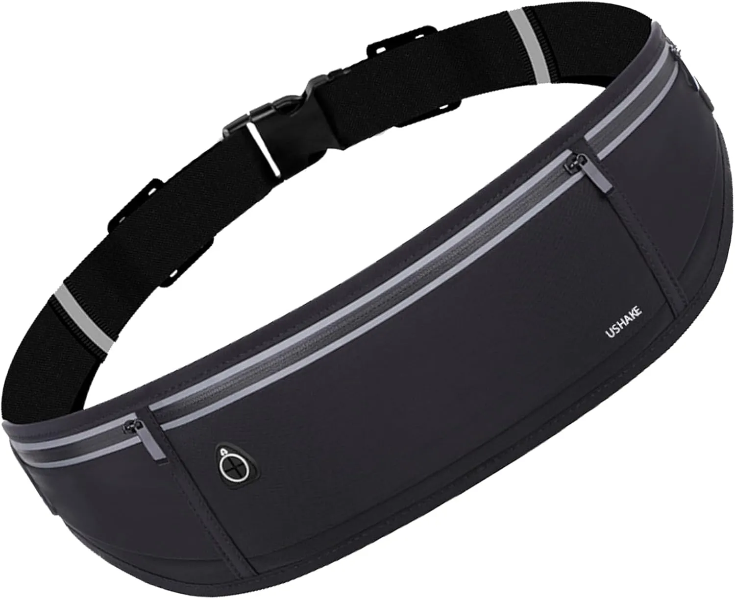 USHAKE Slim Running Belt, Workout Fanny Pack for Men Women,Exercise Waist Pack for Apple iPhone Holder, Runner Belt for Running Walking Cycling Camping Gym Black